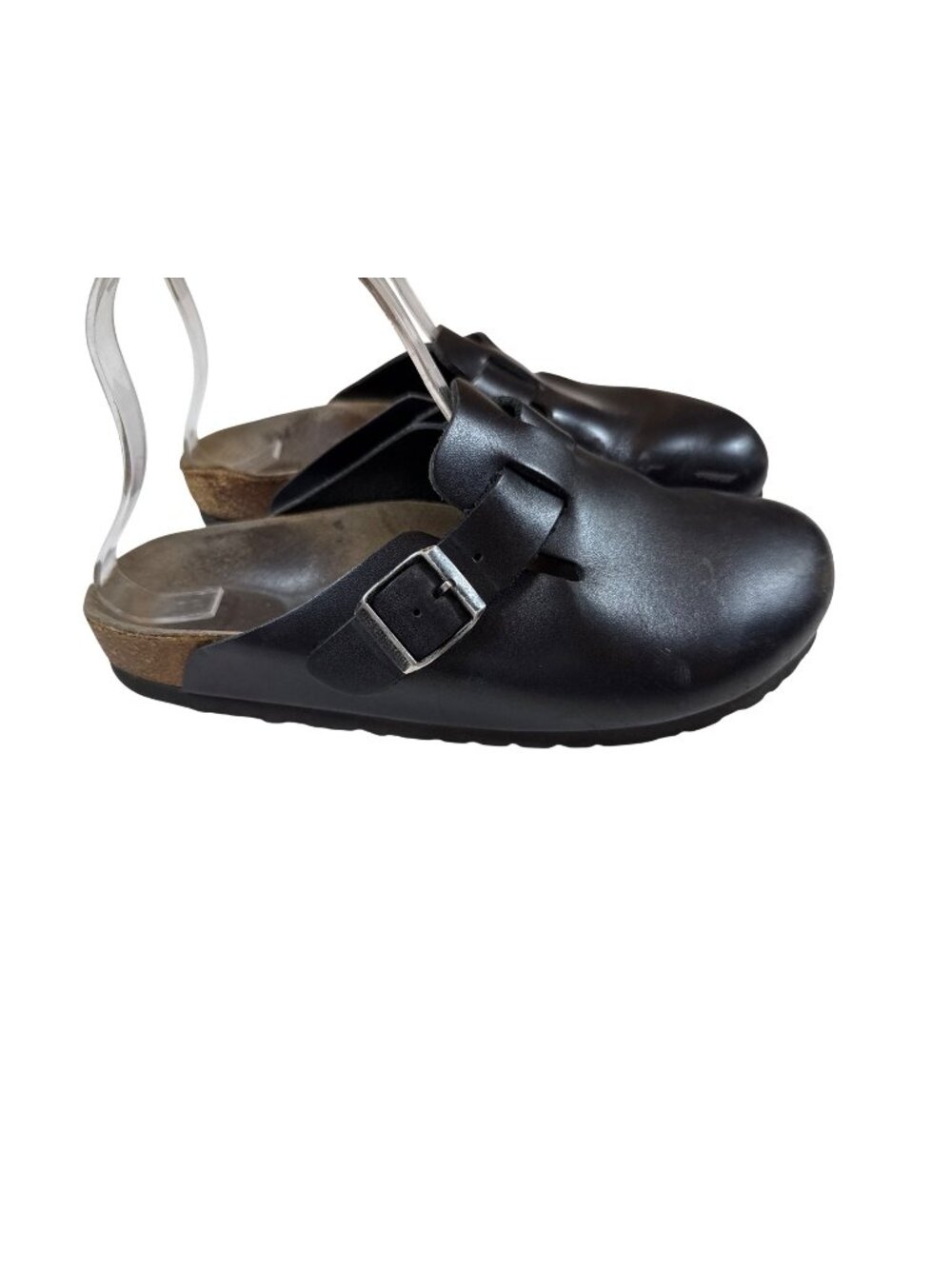 Birkenstock Boston Black Leather Clogs With Adjustable Strap Size 38 (US 7)